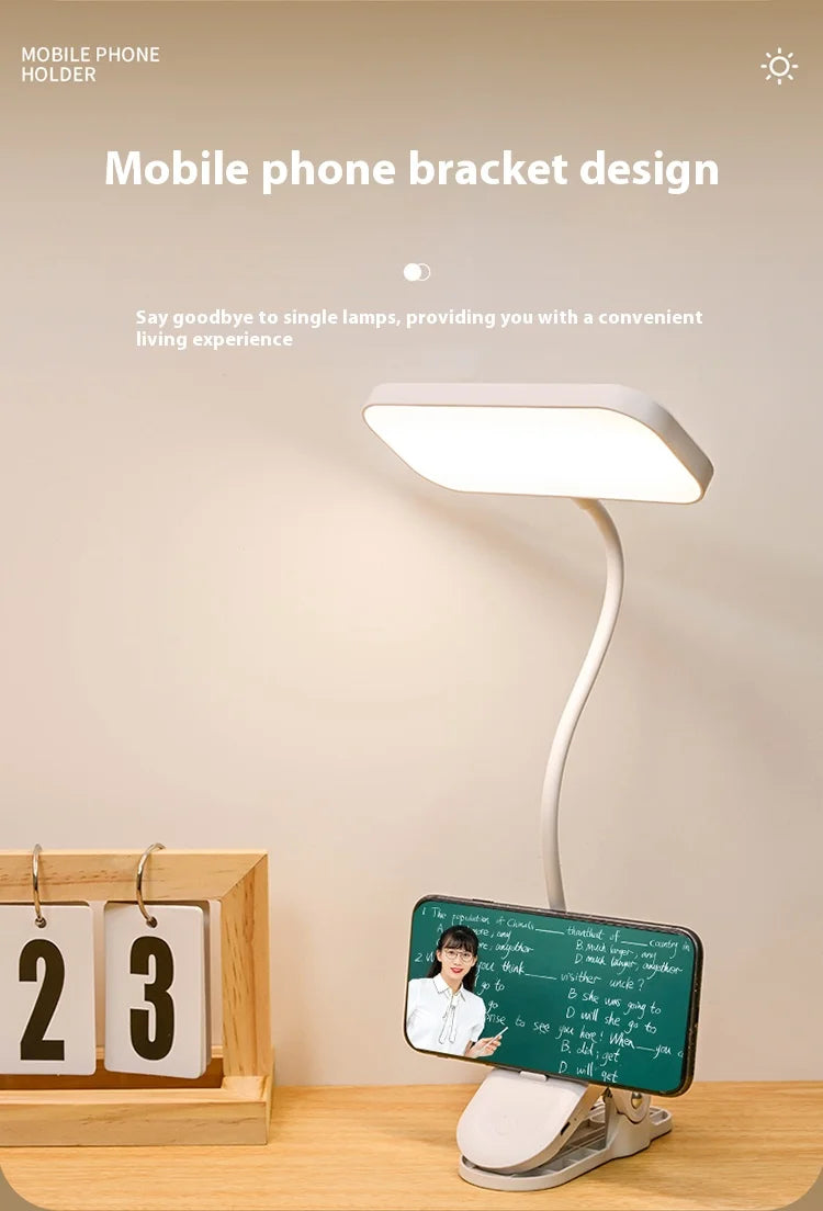360° Adjustable Clip-On Desk Lamp – USB Rechargeable Reading Light