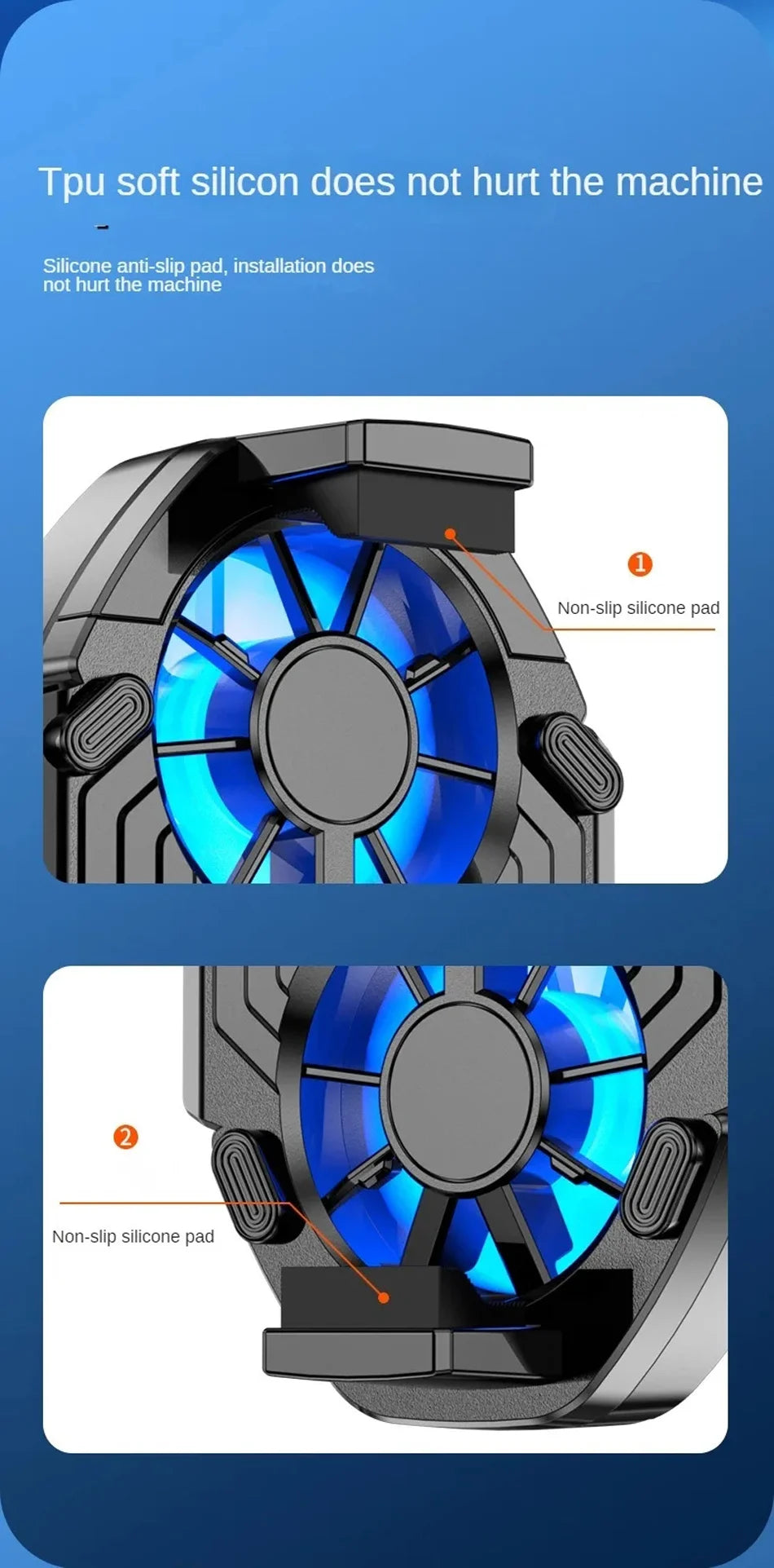 Dual Fan Mobile Phone Cooler – Rechargeable Gaming Phone Cooling Fan