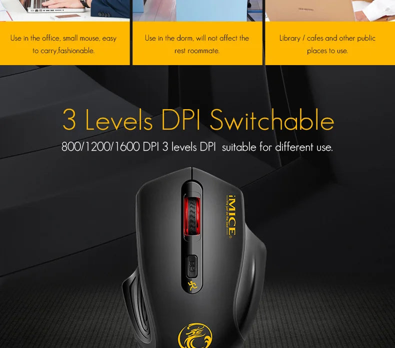 Wireless Silent Mouse – 2.4G USB Optical Mouse for Laptop and Office Use