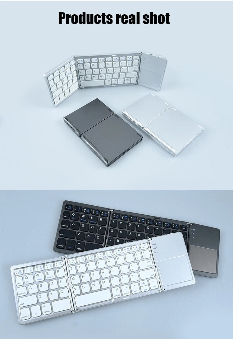 Folding Wireless Keyboard with Touchpad – Portable Rechargeable Mini Keyboard