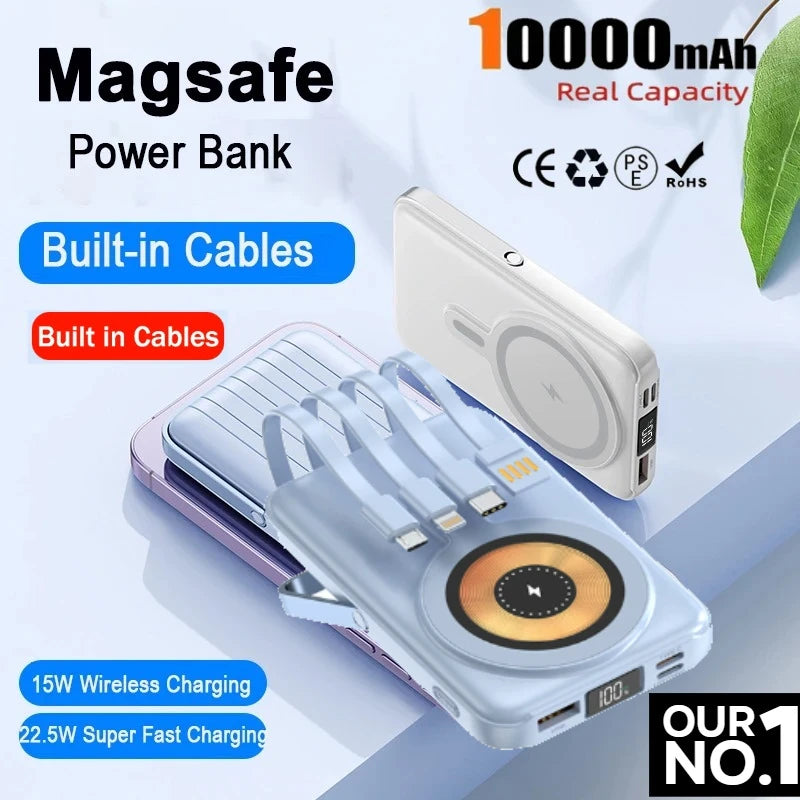 Magnetic Wireless Power Bank for iPhone – Fast Charging MagSafe Battery Pack with Stand