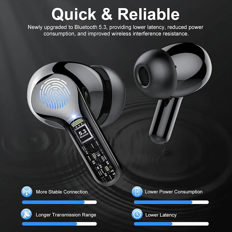 Wireless Earbuds Bluetooth 5.3 – HiFi Stereo Earphones with ENC Noise Cancelling