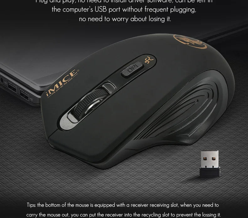 Wireless Silent Mouse – 2.4G USB Optical Mouse for Laptop and Office Use