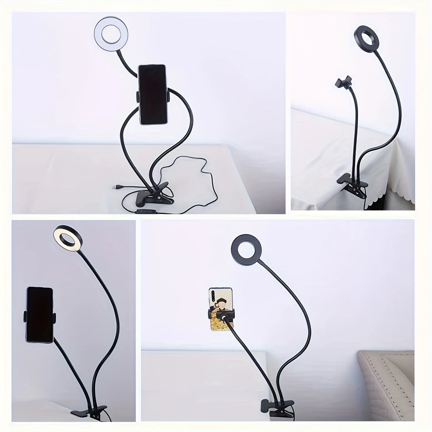 Selfie Ring Light with Phone Holder – Adjustable Desk Ring Lamp for Streaming