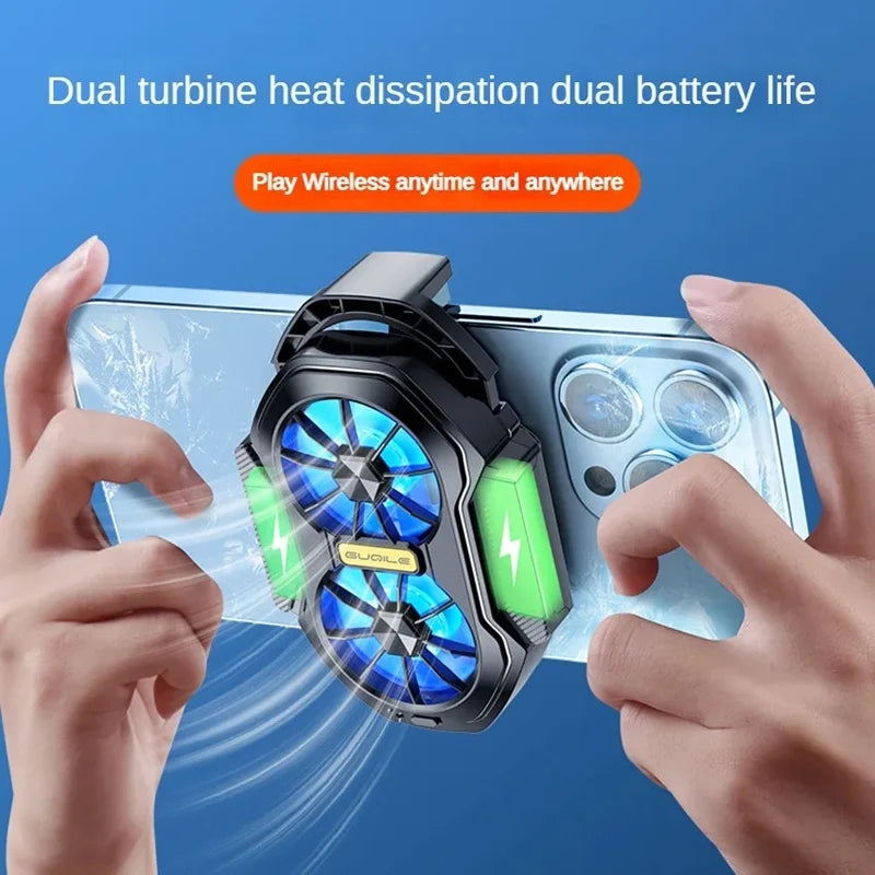 Dual Fan Mobile Phone Cooler – Rechargeable Gaming Phone Cooling Fan