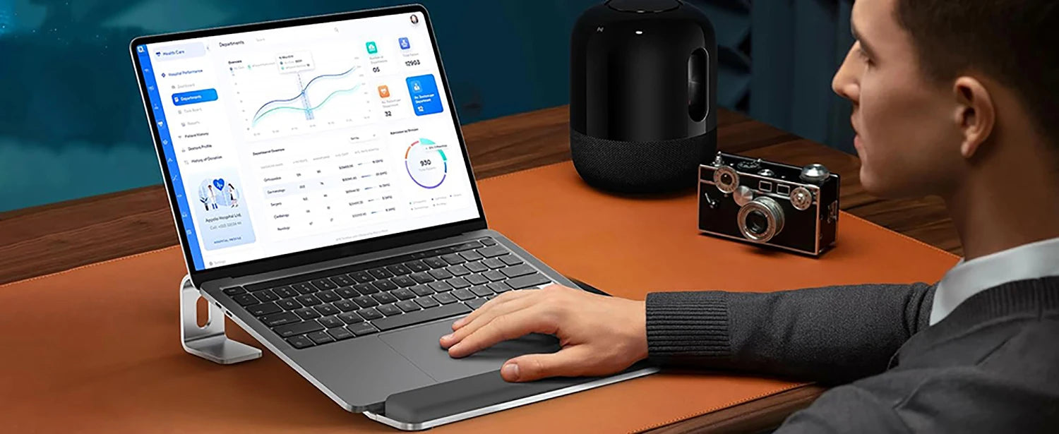 Ergonomic Aluminum Laptop Stand – Portable Stand with Wrist Support