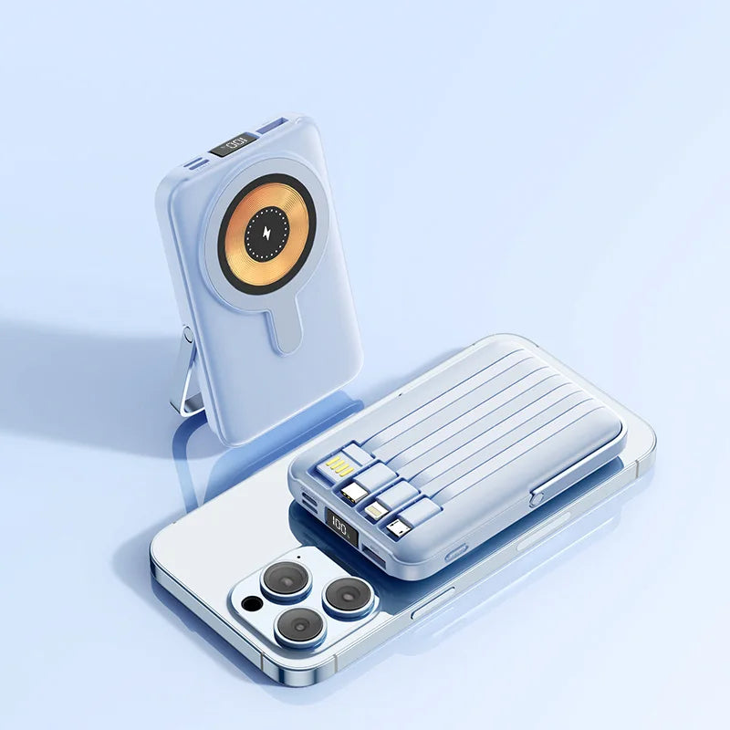 Magnetic Wireless Power Bank for iPhone – Fast Charging MagSafe Battery Pack with Stand