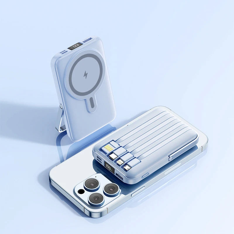 Magnetic Wireless Power Bank for iPhone – Fast Charging MagSafe Battery Pack with Stand