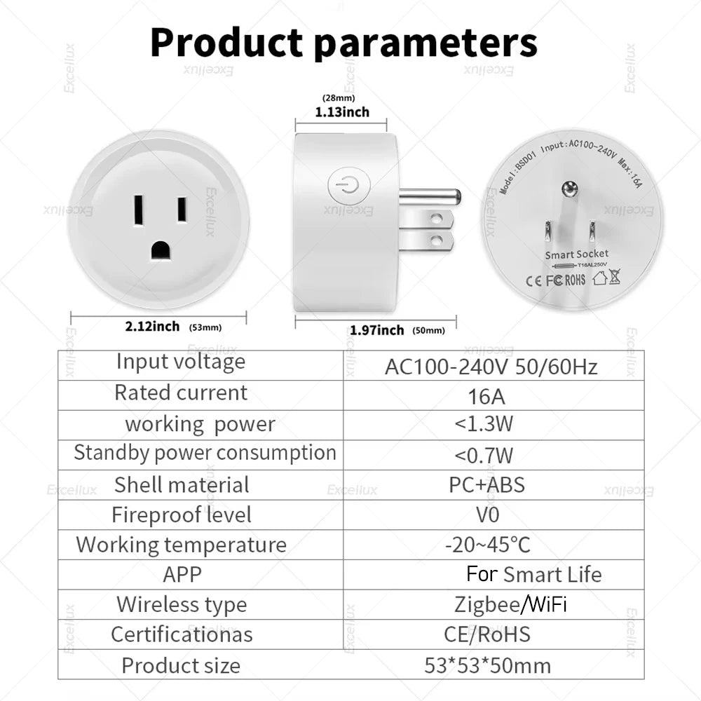 Smart Plug WiFi/Zigbee Socket – Power Monitoring Smart Home Outlet