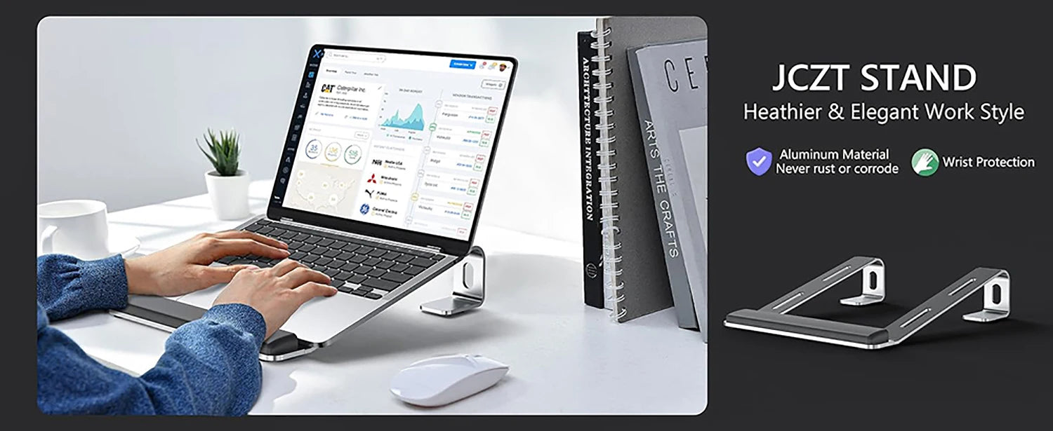 Ergonomic Aluminum Laptop Stand – Portable Stand with Wrist Support