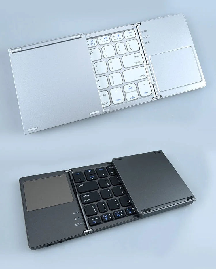 Folding Wireless Keyboard with Touchpad – Portable Rechargeable Mini Keyboard