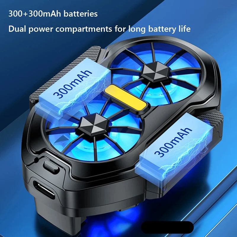 Dual Fan Mobile Phone Cooler – Rechargeable Gaming Phone Cooling Fan