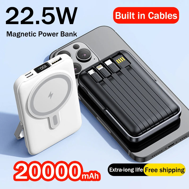 Magnetic Wireless Power Bank for iPhone – Fast Charging MagSafe Battery Pack with Stand