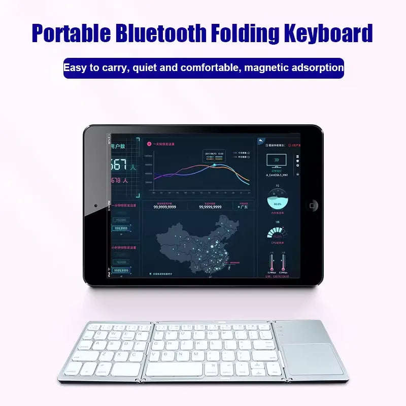 Folding Wireless Keyboard with Touchpad – Portable Rechargeable Mini Keyboard
