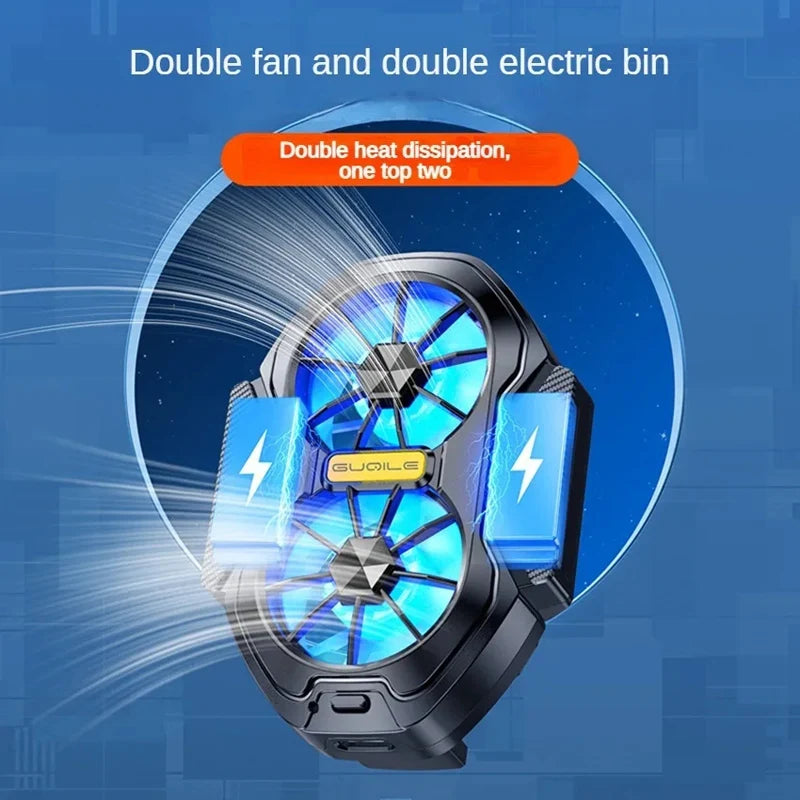 Dual Fan Mobile Phone Cooler – Rechargeable Gaming Phone Cooling Fan