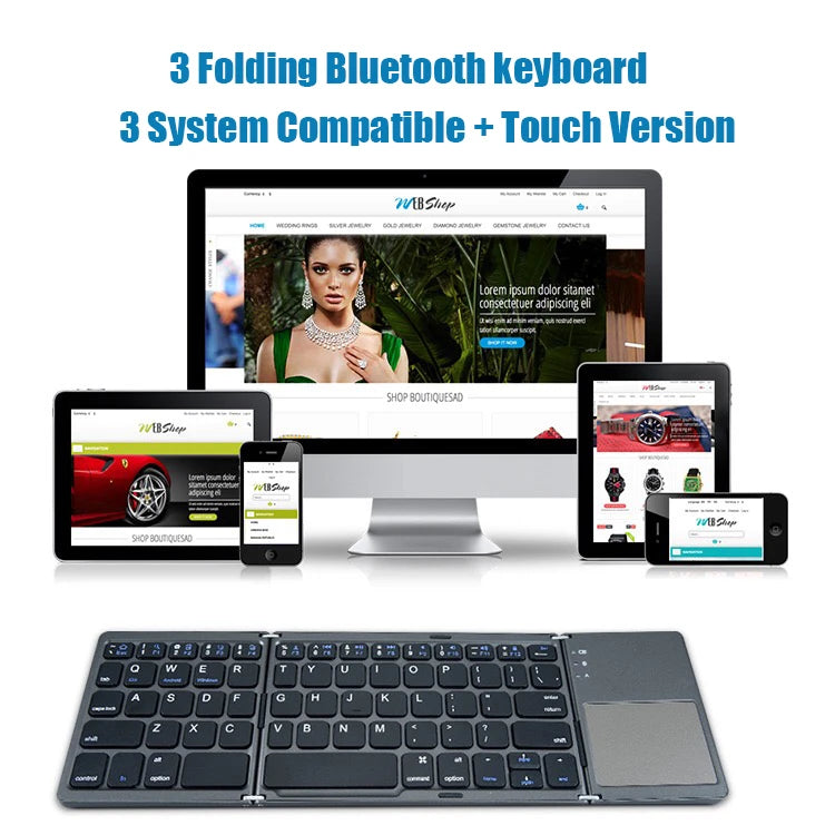 Folding Wireless Keyboard with Touchpad – Portable Rechargeable Mini Keyboard