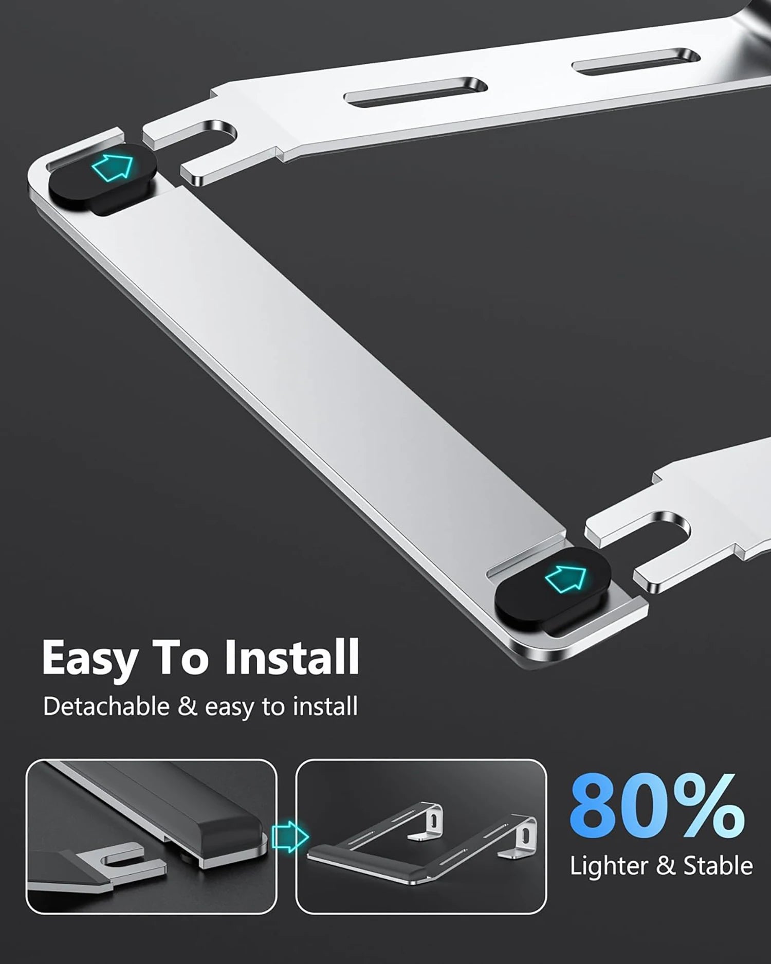 Ergonomic Aluminum Laptop Stand – Portable Stand with Wrist Support