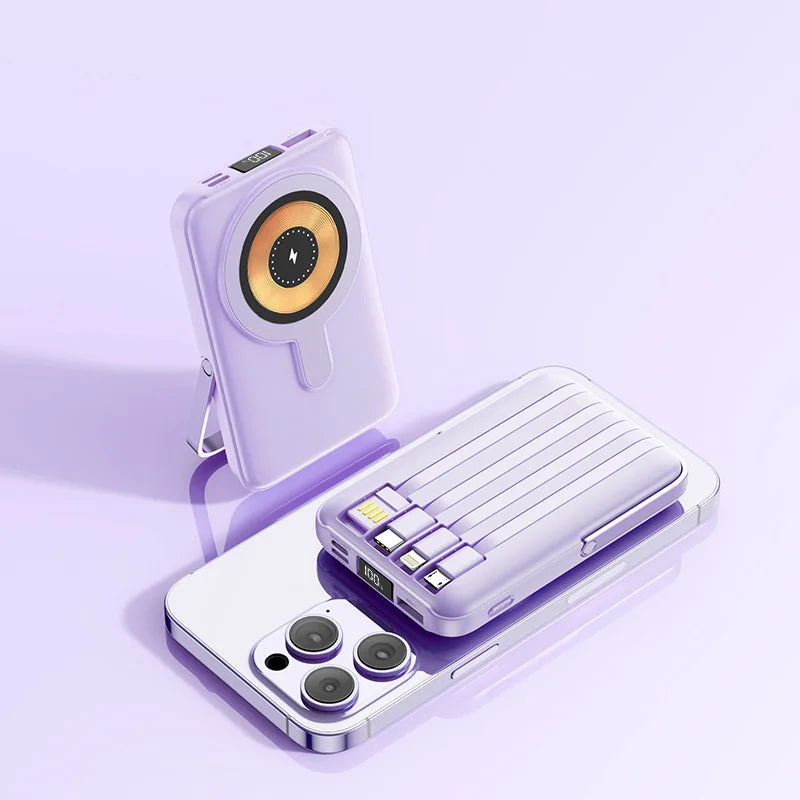 Magnetic Wireless Power Bank for iPhone – Fast Charging MagSafe Battery Pack with Stand