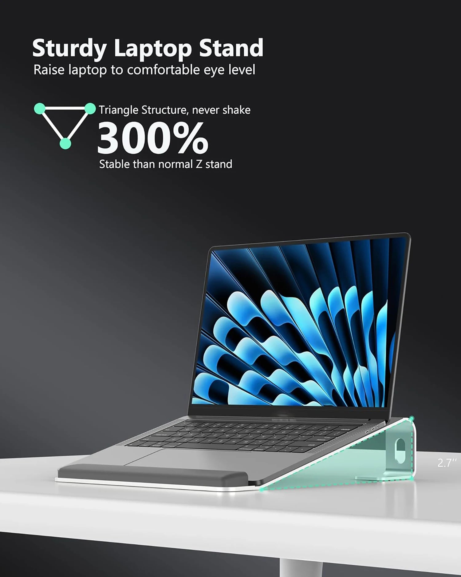 Ergonomic Aluminum Laptop Stand – Portable Stand with Wrist Support