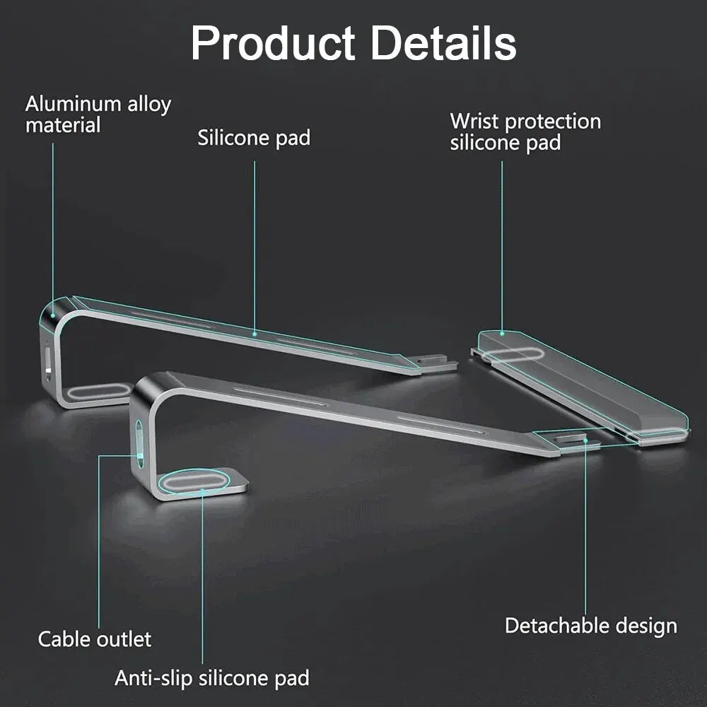 Ergonomic Aluminum Laptop Stand – Portable Stand with Wrist Support