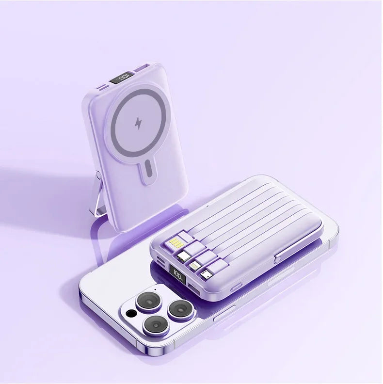 Magnetic Wireless Power Bank for iPhone – Fast Charging MagSafe Battery Pack with Stand