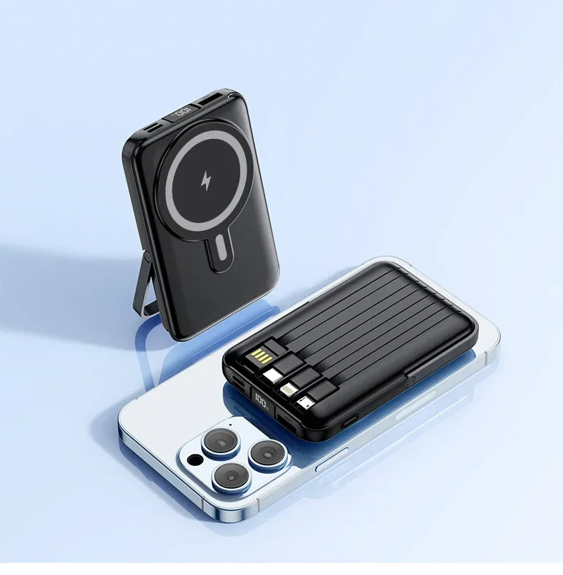 Magnetic Wireless Power Bank for iPhone – Fast Charging MagSafe Battery Pack with Stand