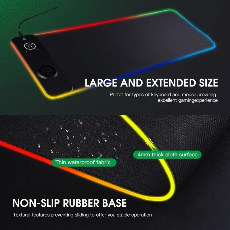 RGB Mouse Keyboard Pad with Wireless Charging – Large Gaming Desk Mat