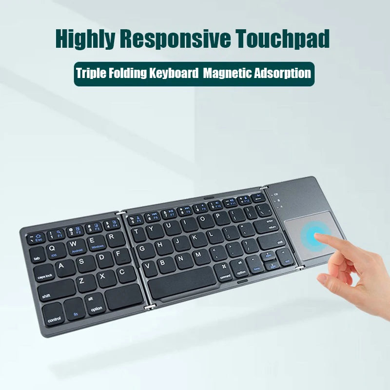 Folding Wireless Keyboard with Touchpad – Portable Rechargeable Mini Keyboard